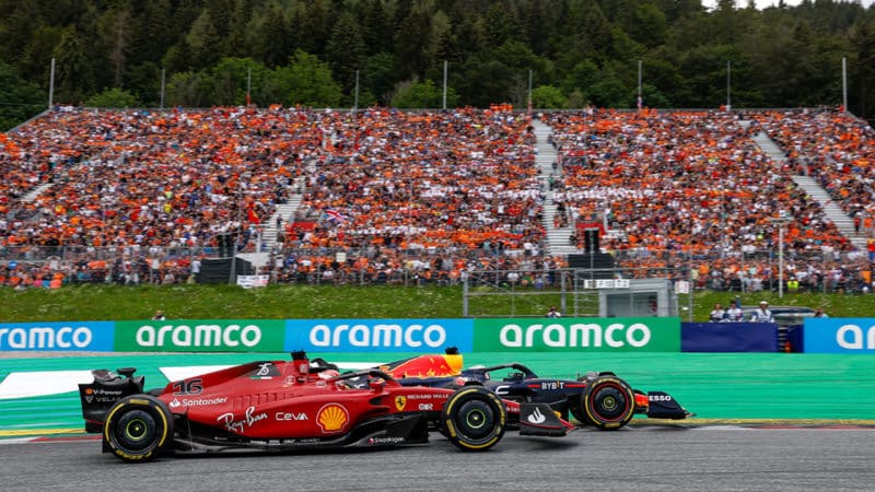 16 LECLERC Charles (mco), Scuderia Ferrari F1-75, 01 VERSTAPPEN Max (nld), Red Bull Racing RB18, action during the Formula 1 Rolex Grosser Preis Von Osterreich 2022, 2022 Austrian Grand Prix, 11th round of the 2022 FIA Formula One World Championship from July 8 to 10, 2022 on the Red Bull Ring, in Spielberg, Austria - Photo DPPI