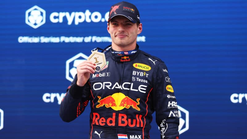 MAx Verstappen holds No1 medla after 2022 Austrian GP sprint race