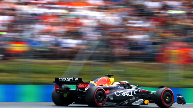 Red Bull of Max Verstappen in qualifying for the 2022 Hungarian Grand Prix