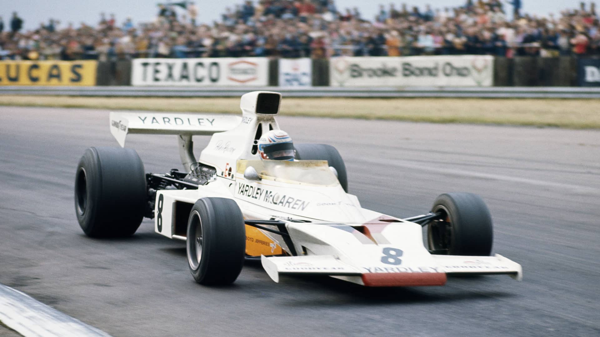 Yardley of McLaren at the 1973 British Grand Prix
