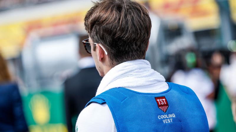Charles Leclerc wearing a cooling vest