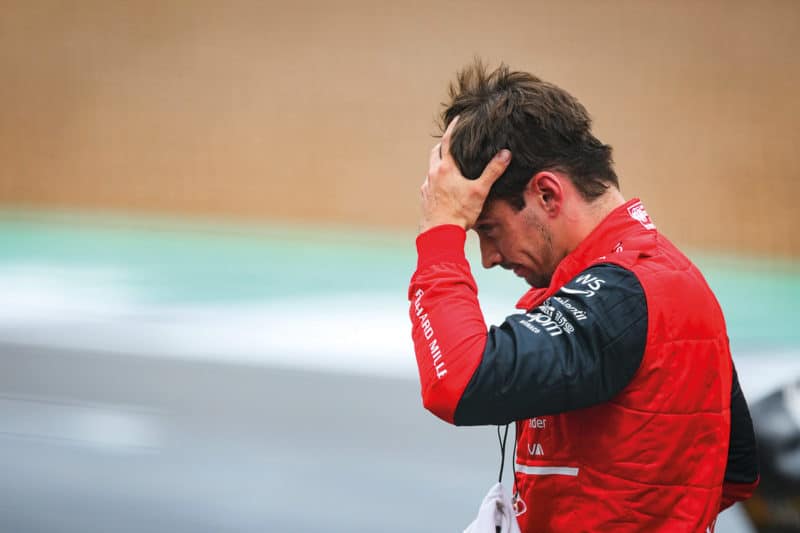 Charles Leclerc walks away after finishing 4th in the 2022 British GP