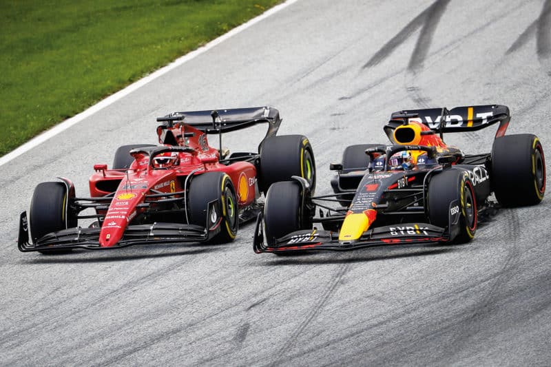 Charles Leclerc fights with Max Verstappen in the 2022 Austrian GP