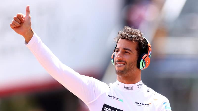 Daniel Ricciardo waves to the F1 crowd