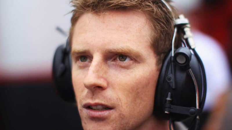 HOCKENHEIM, GERMANY - JULY 24: Former F1 driver Anthony Davidson commentates for the BBC before qualifying for the German Grand Prix at Hockenheimring on July 24, 2010 in Hockenheim, Germany. (Photo by Mark Thompson/Getty Images)