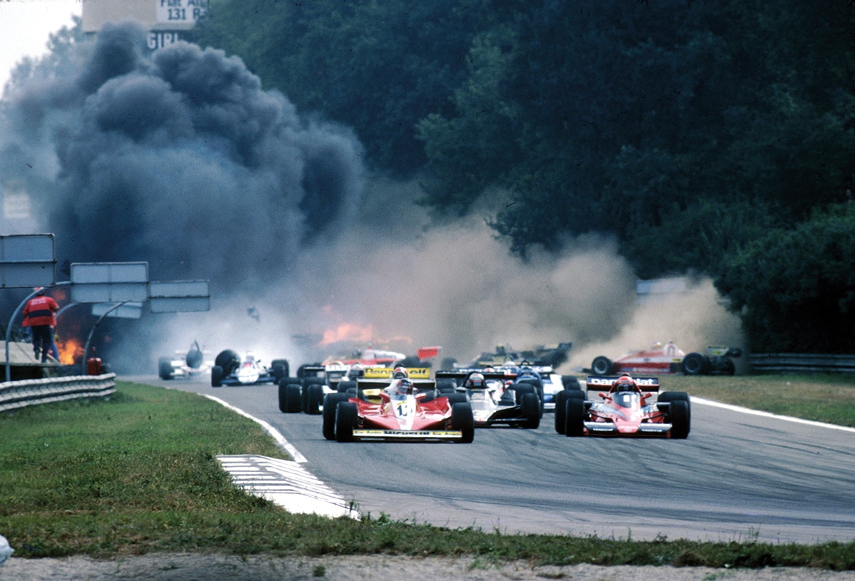 Formel 1, Grand Prix Italien 1978, Monza, 10.09.1978 Start Gilles Villeneuve, Ferrari 312T3 Niki Lauda, Brabham-Alfa Rom