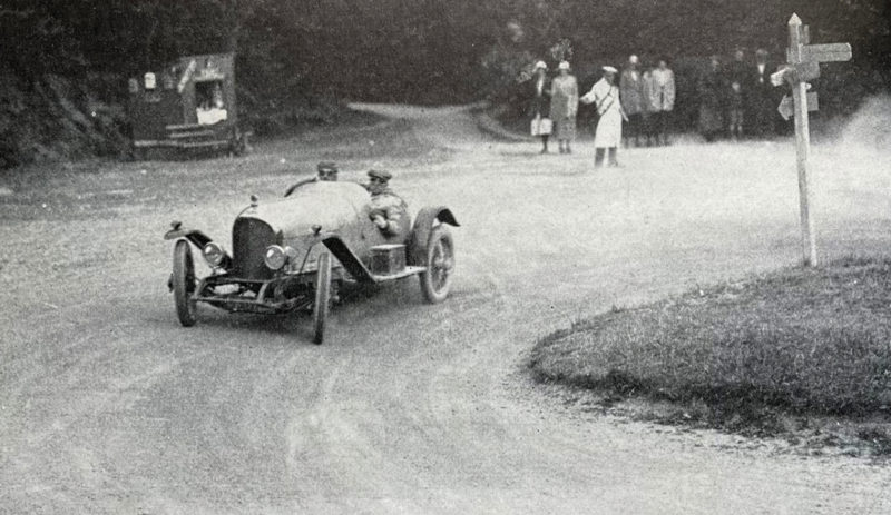Bentley EXP2 on the Isle of Man TT course in 1921