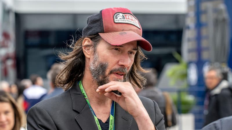 Keanu Reeves in the Silverstone paddock at the 2022 British Grand Prix