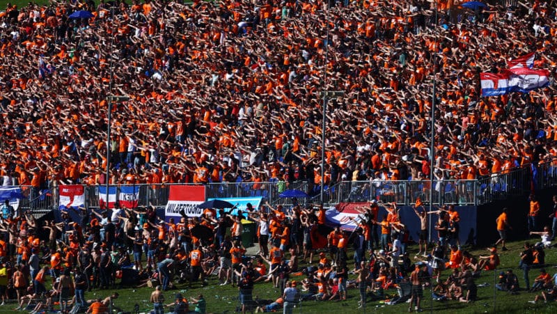 Max Verstappen fans wearing orange in the crowd at the 2022 Austrian Grand Prix