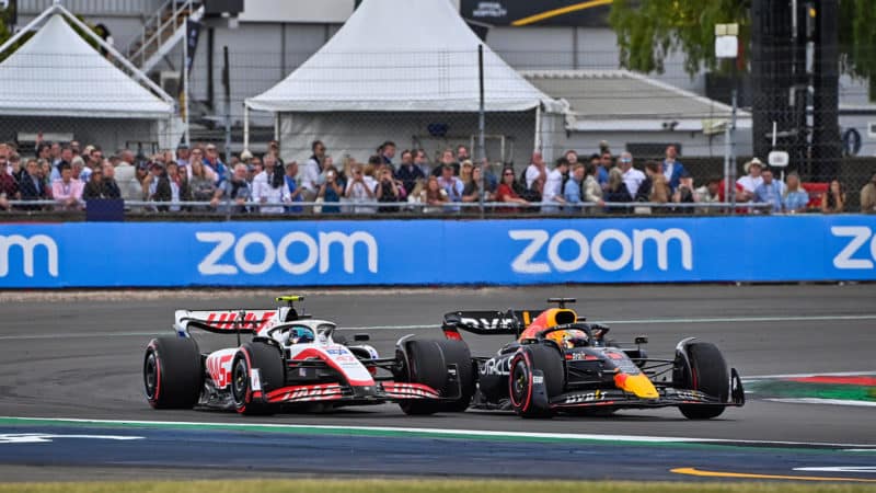 Max Verstappen fights with Mick Schumacher in the 2022 British Grand Prix