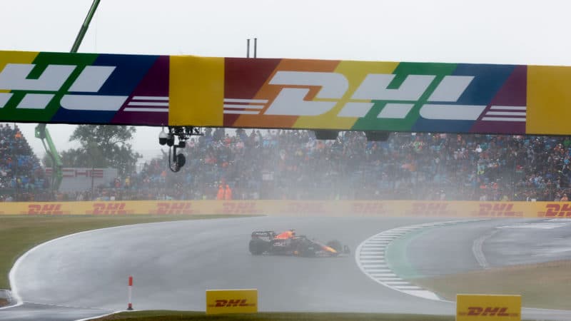 Max Verstappen spins in qualifying for the 2022 British Grand Prix