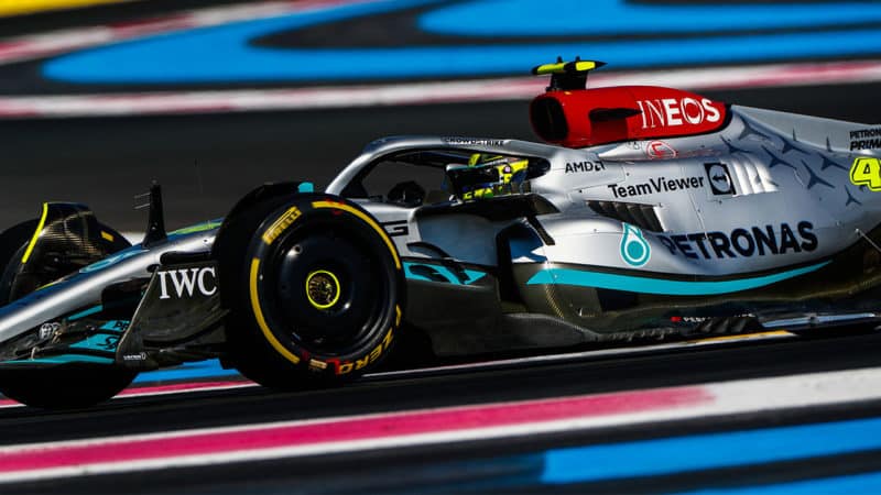 Mercedes F1 driver Lewis Hamilton at the 2022 French GP at Paul Ricard