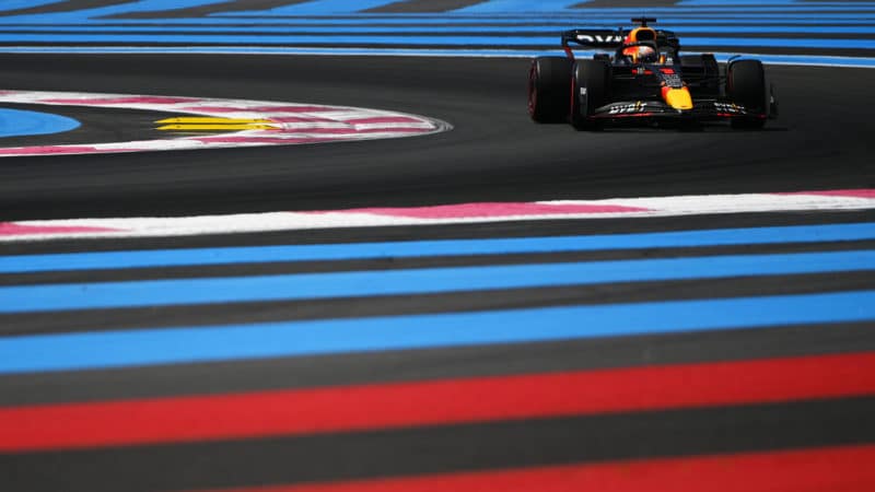 Red Bull of Max Verstappen at Paul Ricard in practice for the 2022 French Grand Prix