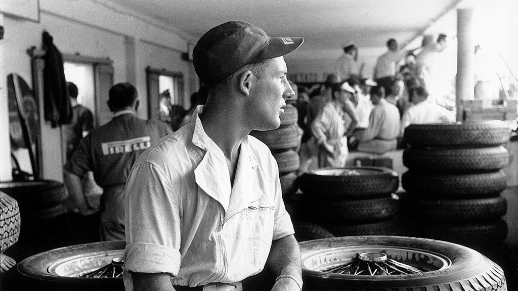 Stirling Moss at Monza from the pits in 1954