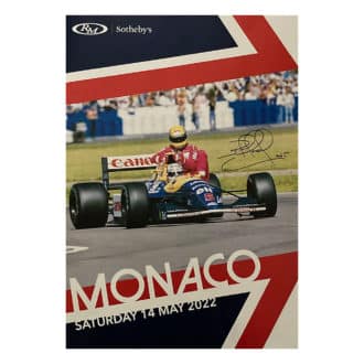 Product image for Nigel Mansell signed 'Taxi for Ayrton Senna' aution poster