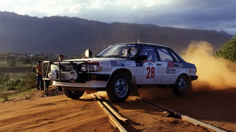 19 April 1984 – Basil Critcos and John Rose make their debut in the Audi-backed 80 Quattro in the Marlboro Safari Rally, where they finished 10th overall, and 1st in Class A8