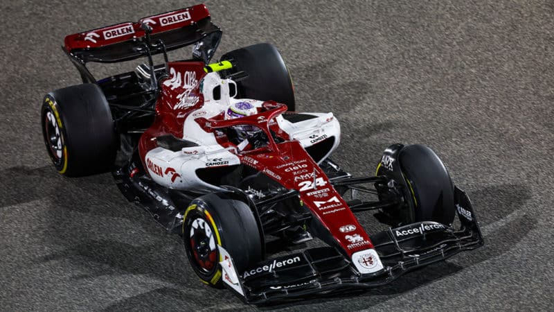 2022-Alfa-Romeo-driver-Zhou-Guanyu-in-his-car-at-the-Bahrain-GP