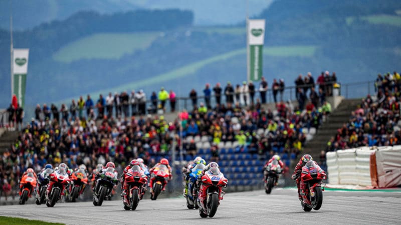 2022-Ducati-MotoGP-rider-Jack-Miller-leads-the-pack-at-the-2021-Austrian-GP