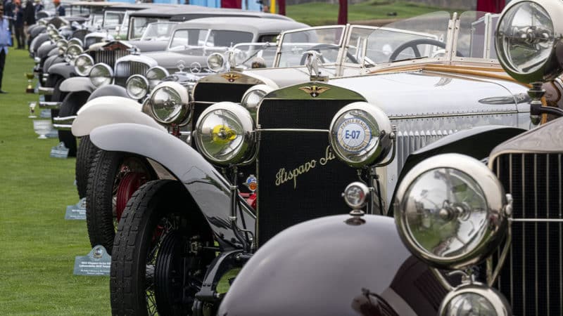 Cars line up at 2021 Pebble Beach Concours
