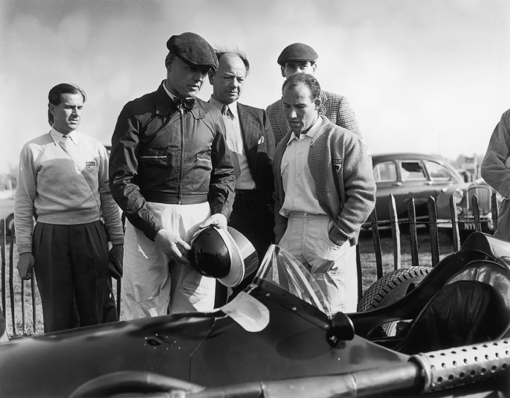 Drivers Mike Hawthorn, Raymond Mays and Stirling Moss
