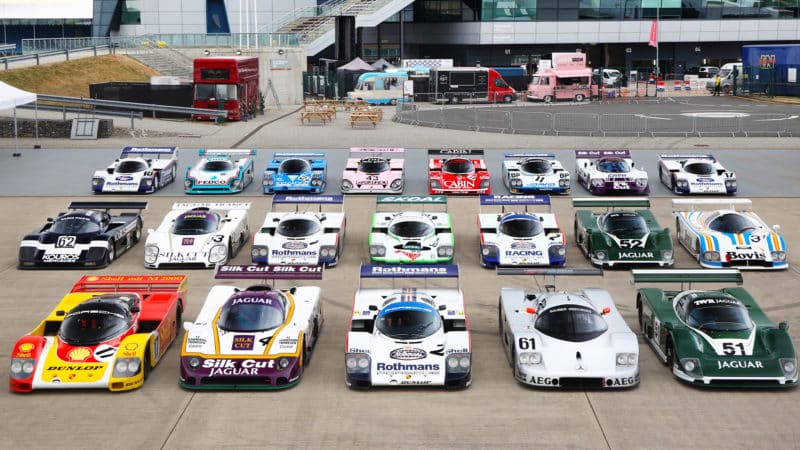 Group C Porsches assembled at Silverstone for the Classic