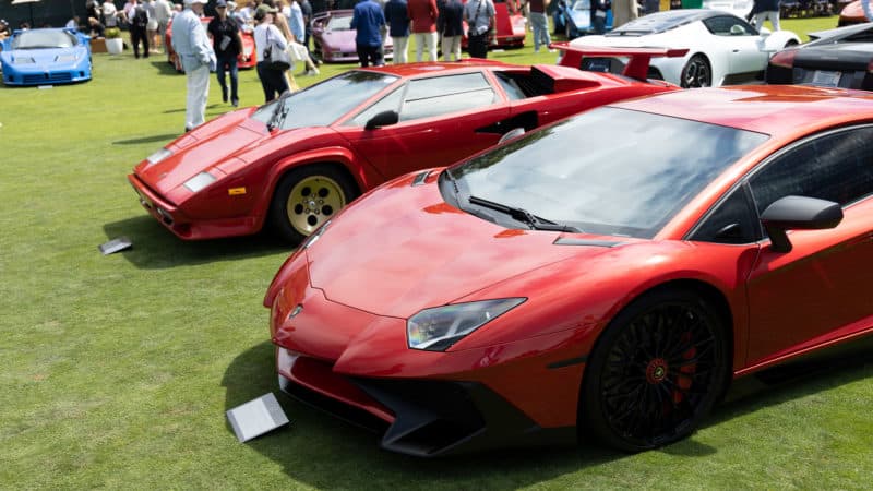 Lamborghini Countach and Aventador at 2022 Quail Gathering