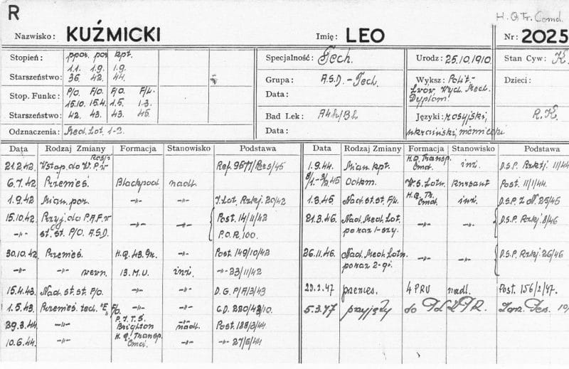 RAF papers of Leo Kuzmicki
