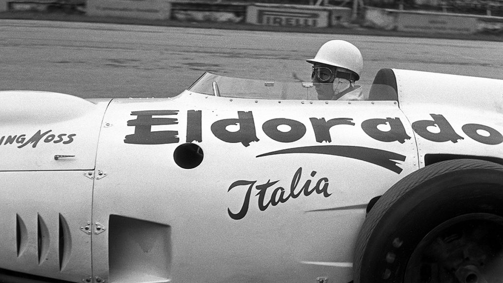Stirling Moss, Maserati 420M/58, Race of Two Worlds, Monza, Italy, September 7, 1958