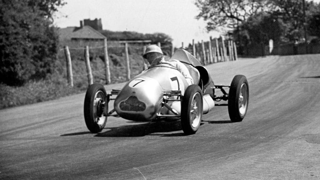 Stirling Moss during the 1949 Manx Cup