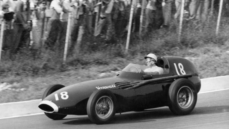 Stirling Moss in a Vanwall in 1957