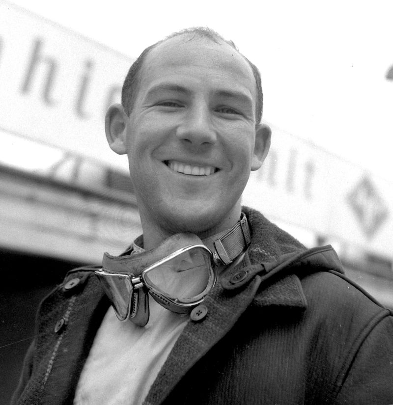 Stirling Moss is all smiles after victory at the Nürburgring 1000Kms