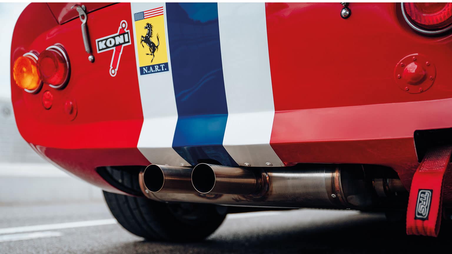 The rear bumper of the dino with Ferrari badging