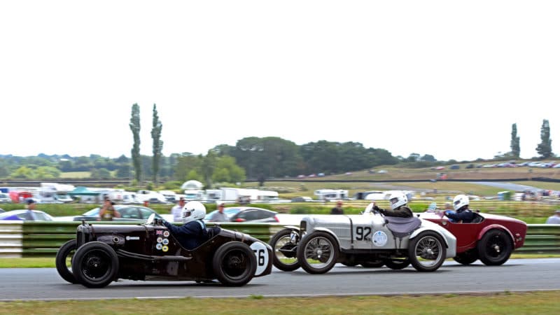 George Scholey leads VSCC Specials race in an Austin 7 Ulster at Mallory Park in 2022