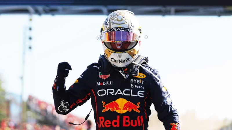 Max Verstappen celebrates victory in the 2022 Italian Grand Prix