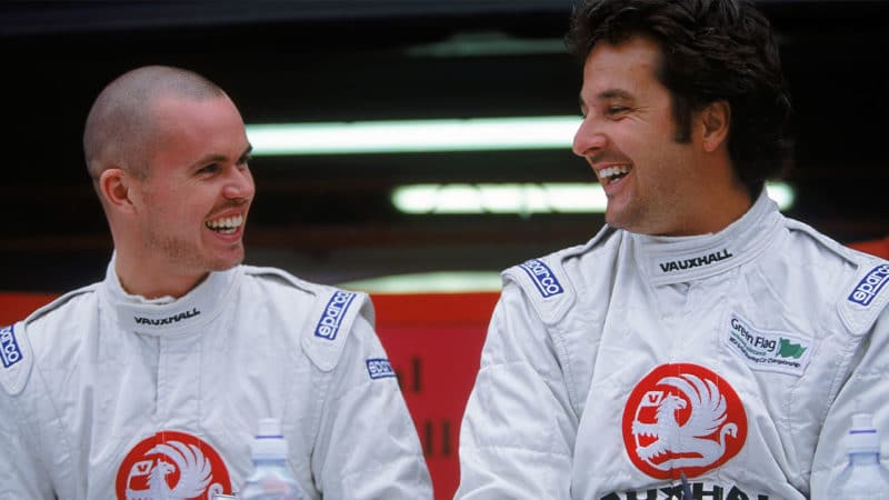 James-Thompson-and-Yvan-Muller-Vauxhall-BTCC-team-in-2002