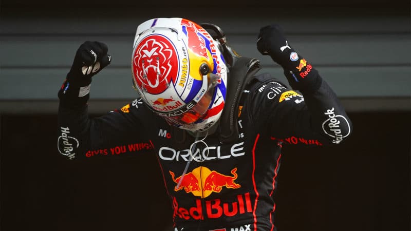 Max Verstappen celebrates victory in the 2022 Dutch Grand Prix