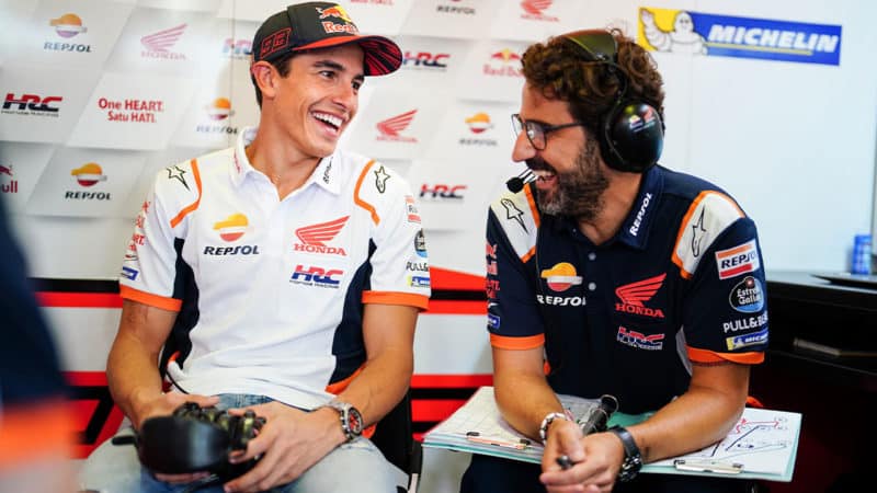 Marc-Marquez-with-his-MotoGP-Honda-engineer