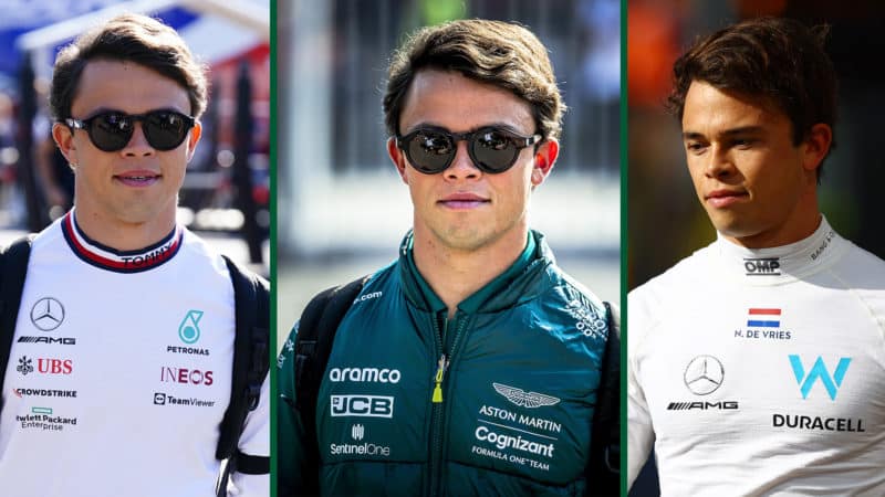Nyck de Vries in Mercedes Aston Martin and Williams outfits during the 2022 Italian Grand Prix weekend