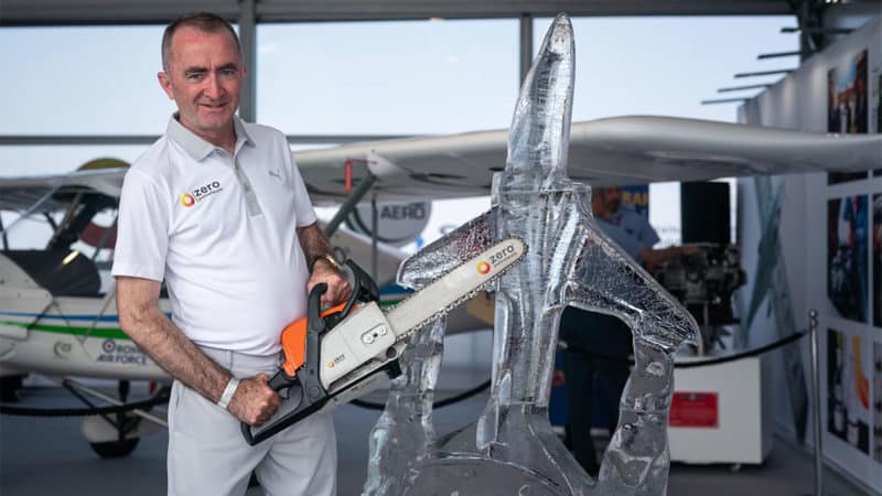 Paddy-Lowe-after-conducting-Zero-petroleum-flight-ice-sculpture