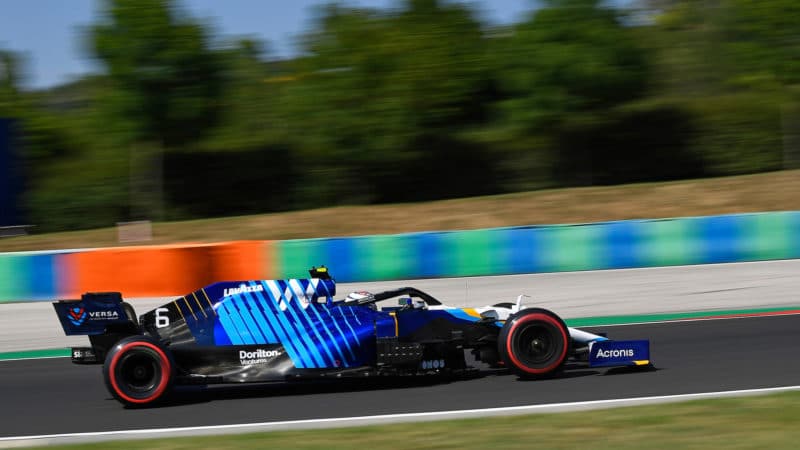 Williams of Nicholas Latifi during the 2021 Hungarian Grand Prix weekend
