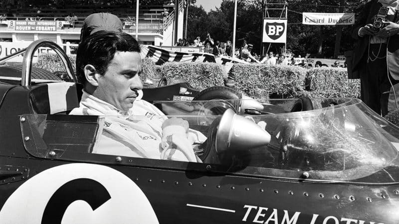 Jim Clark Clark on the Rouen F2 grid in 1965