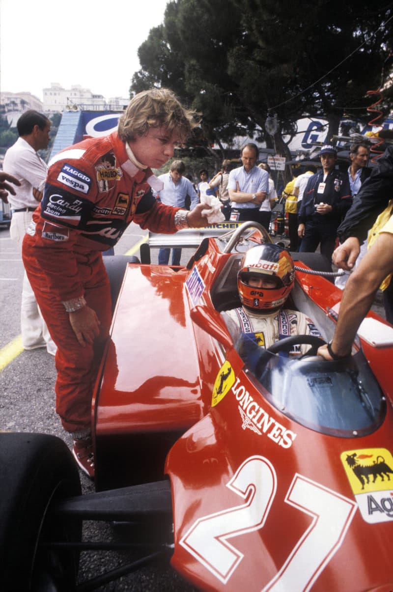 Friends and Ferrari team-mates Pironi, left, and Villeneuve at the 1981 Monaco Grand Prix