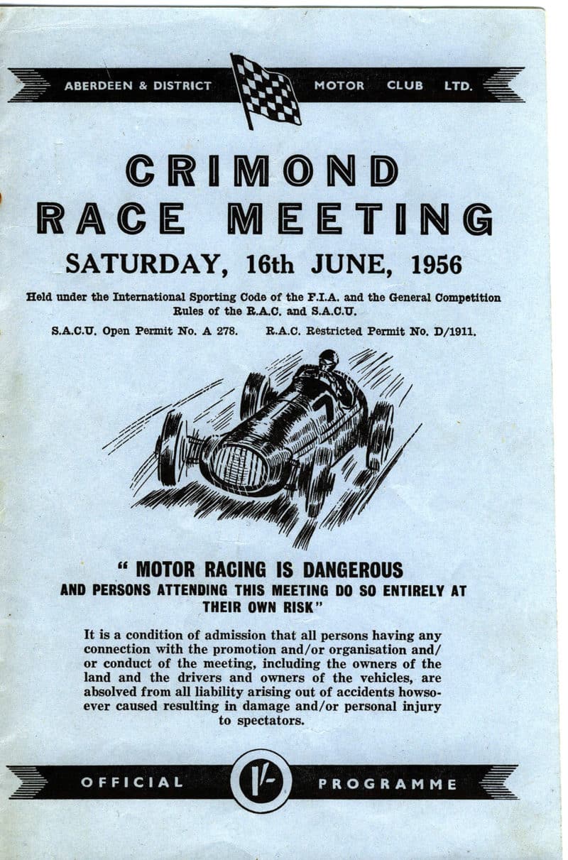 Programme of Jim Clark's first race meeting