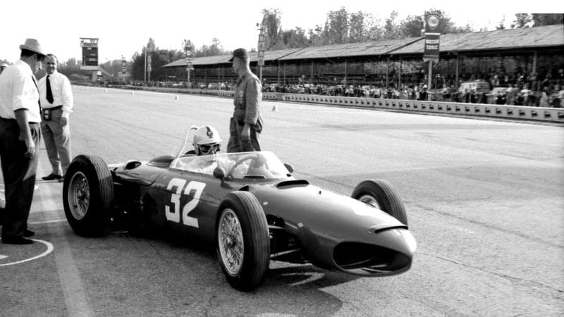 Baghetti aboard his Ferrari at Monza in 1961