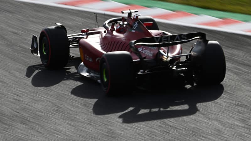 Ferrari of Charles Leclerc in the 2022 Japanese Grand Prix qualifying