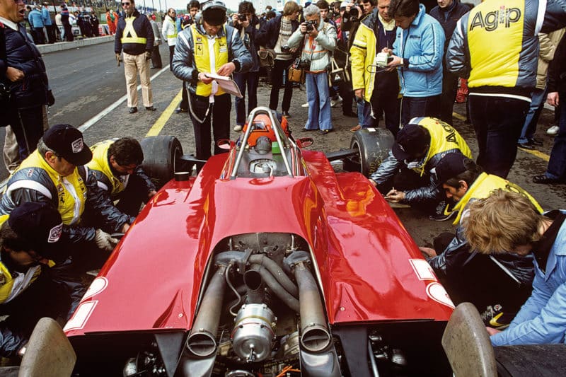 Villeneuve in the pits at Zolder in 1982