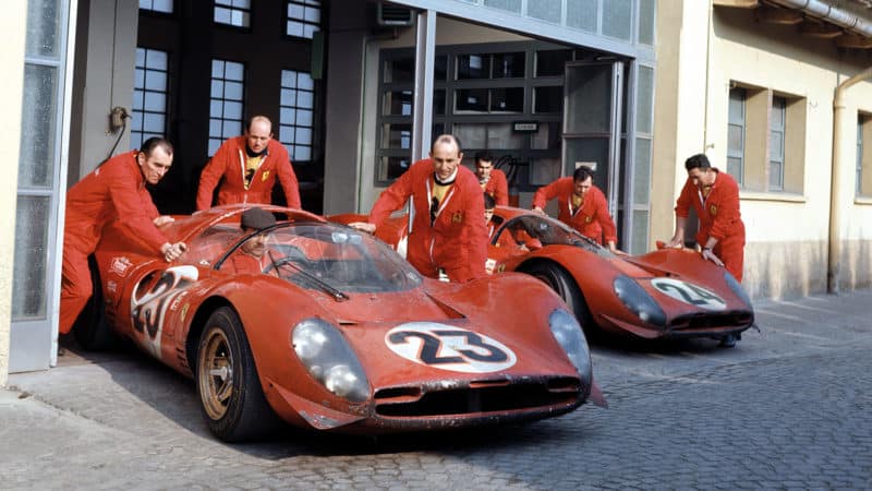 The race-worn works Ferraris back at Maranelllo after their Daytona 24 Hours success