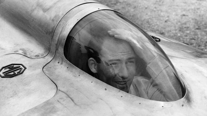 Stirling Moss in the MG EX181 speed record car