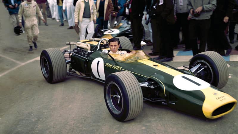 Jim Clark in his Lotus 43 at Watkins Glen in 1966