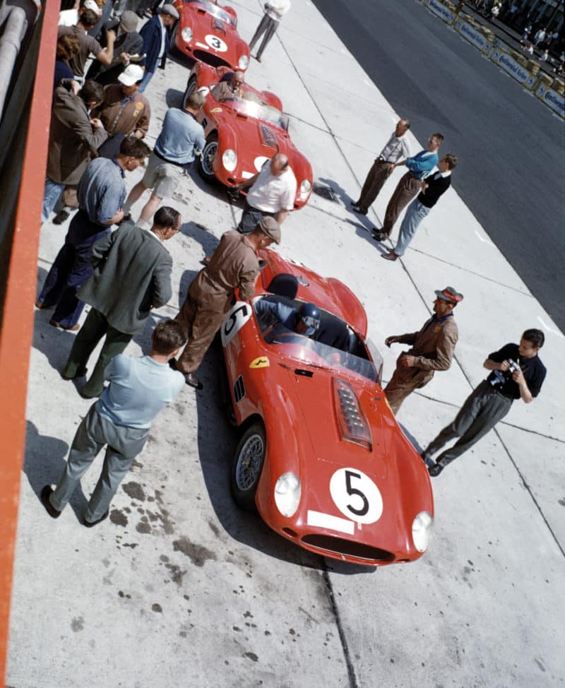 The Ferrari team at the 1959 Nurburgring 1000Kms